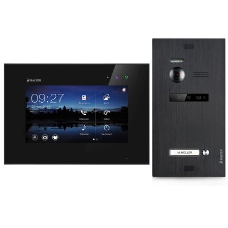 Video T&uuml;rsprechanlage f&uuml;r 1 Familienhaus, 1x Monitor, Balter EVO Schwarz