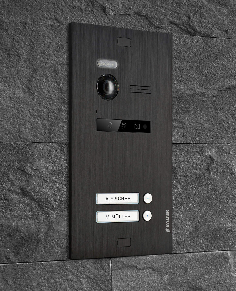 Video T&uuml;rsprechanlage mit Smartphone App f&uuml;r 2 Familienhaus, Schwarz, 2x Monitore, Balter EVO WLAN Schwarz