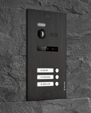 Video T&uuml;rsprechanlage mit Smartphone App f&uuml;r 3 Familienhaus, Schwarz, 3x Monitore, Balter EVO WLAN Schwarz