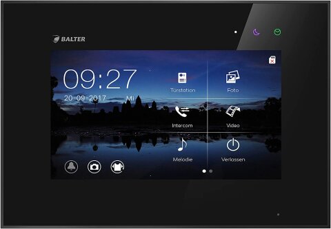 Video T&uuml;rsprechanlage mit Smartphone App f&uuml;r 4 Familienhaus, Schwarz, 4x Monitore, Balter EVO WLAN Schwarz