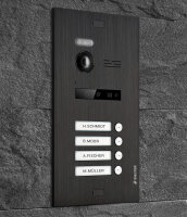 Video T&uuml;rsprechanlage mit Smartphone App f&uuml;r 4 Familienhaus, Schwarz, 4x Monitore, Balter EVO WLAN Schwarz