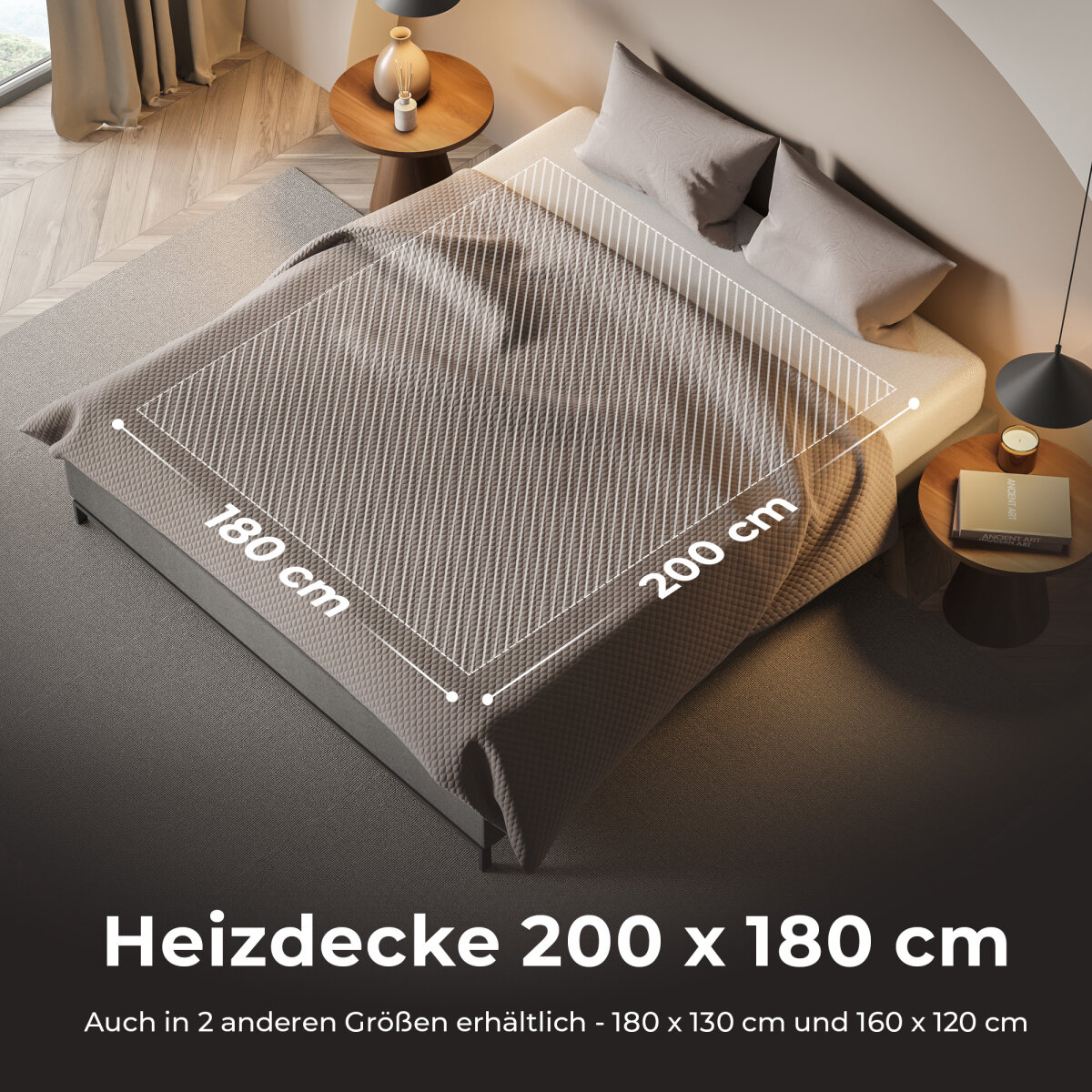 Balter Elektrische Heizdecke HD-03 Grau, 200x180cm, 10 Heizstufen &amp; Timer bis 10h