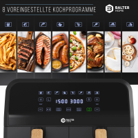 Balter Hei&szlig;luftfritteuse HL-900 Schwarz (8 Liter, Doppelkammer, 8 Programme, LCD)