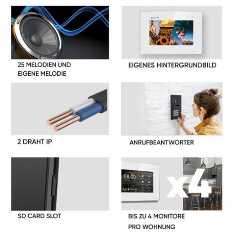 Balter EVO HD Video-T&uuml;rsprechanlage 7&quot; Monitor Touchscreen 2-Draht BUS Komplettsystem f&uuml;r Einfamilienhaus