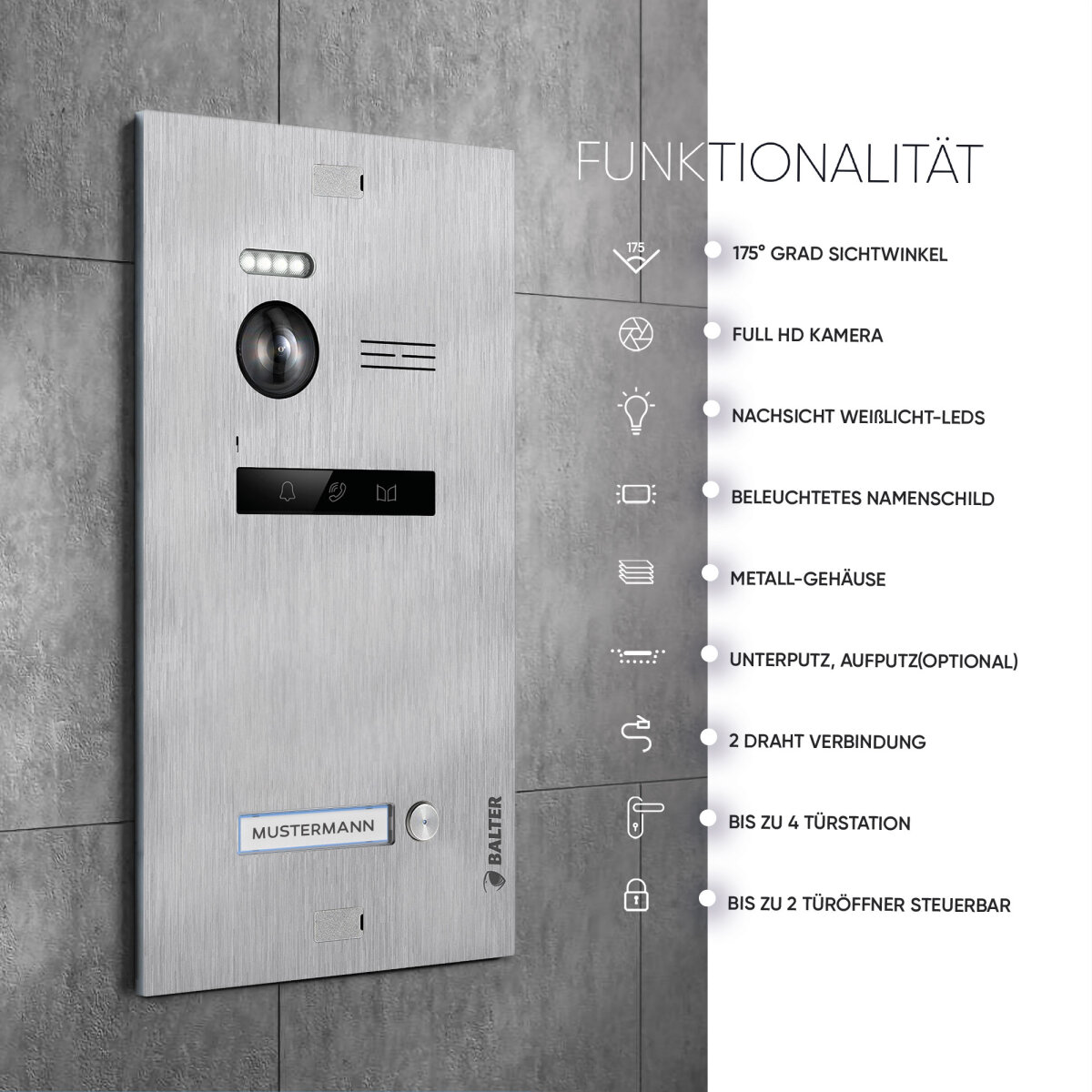 HD Video T&uuml;rsprechanlage f&uuml;r 2 Familienhaus, 2 x Monitor, Balter EVO HD