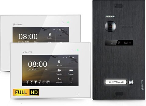 HD Video T&uuml;rsprechanlage f&uuml;r 1 Familienhaus, 2x Monitore, Balter EVO HD Schwarz