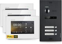 HD Video T&uuml;rsprechanlage f&uuml;r 3 Familienhaus, 3x Monitor, Balter EVO HD Schwarz