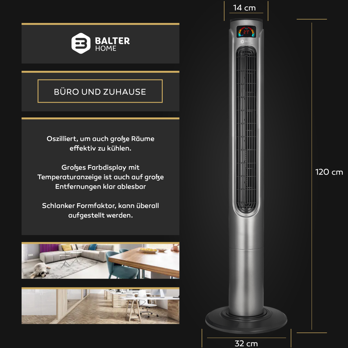 Balter Turmventilator VT-2 Flux Grau