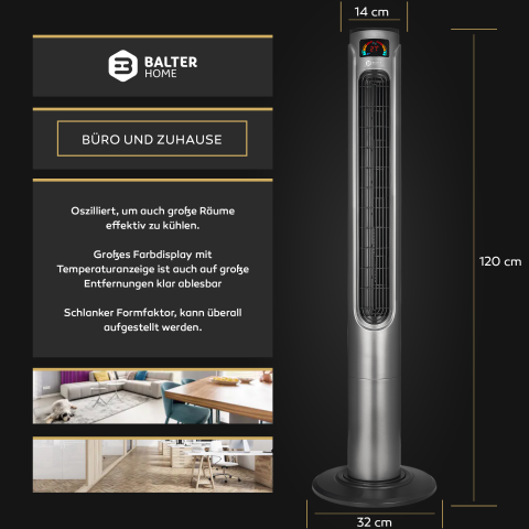 Balter Turmventilator VT-2 Flux Grau