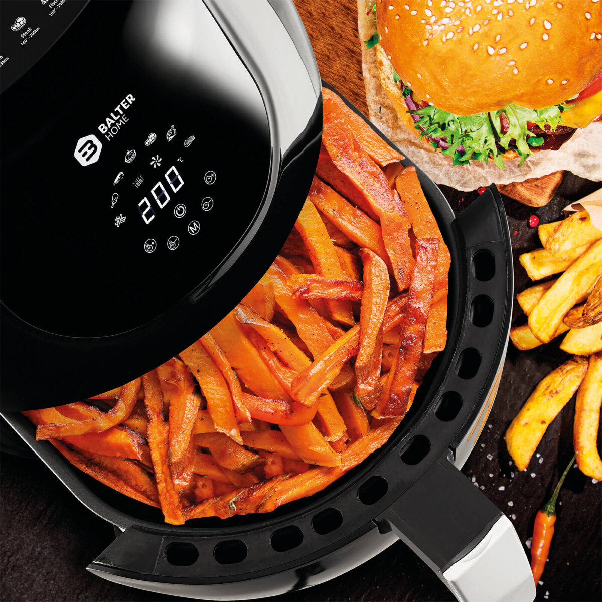 Balter Hei&szlig;luftfritteuse HL-360 (3,6 Liter, 7 Programme, LCD Display, 1400W)