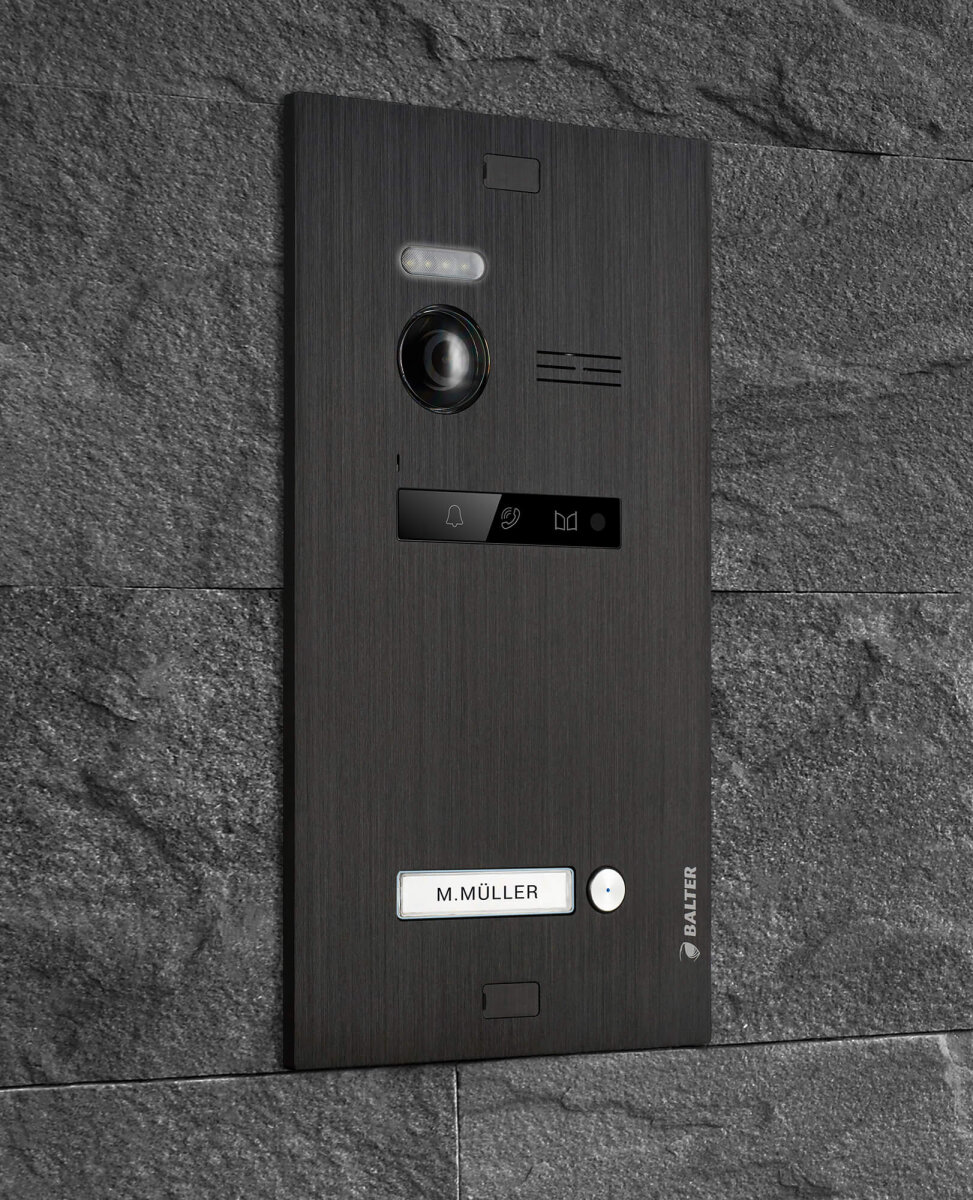 Video T&uuml;rsprechanlage mit Smartphone App f&uuml;r 1 Familienhaus, Schwarz, 4x Monitore, Balter EVO WLAN