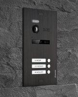 Video T&uuml;rsprechanlage mit Smartphone App f&uuml;r 3 Familienhaus, Schwarz, 3x Monitore, Balter EVO WLAN